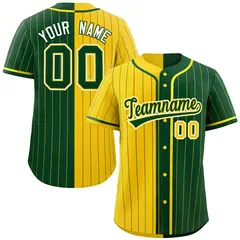 Gold Green Two Tone Striped Authentic Baseball Jersey 1