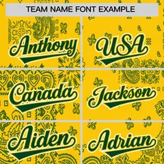 Gold Green White Cashew Flower Graffiti V-Neck Hockey Jersey 3