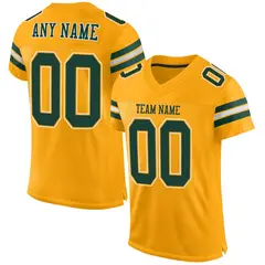 Gold Green-White Classic Mesh Authentic Football Jersey 1