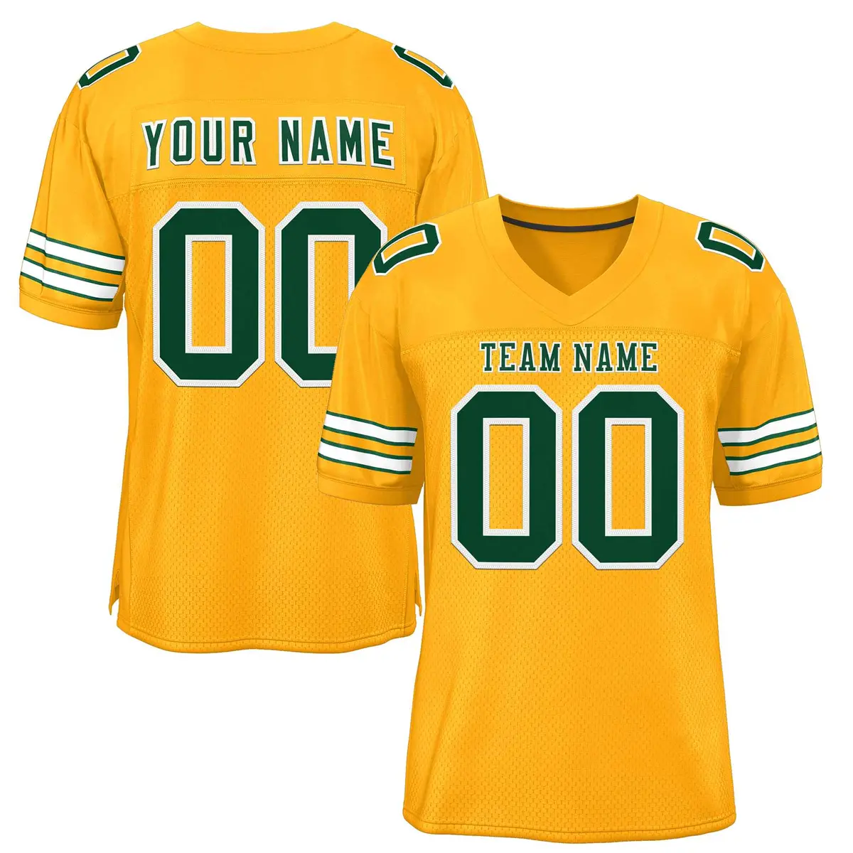 Gold Green-White Classic Style Authentic Football Jersey