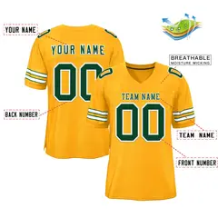 Gold Green-White Classic Style Authentic Football Jersey 2