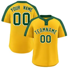 Gold Green-White Classic Two-Button Softball Jersey