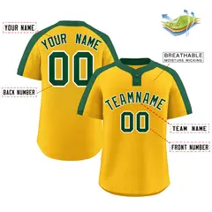 Gold Green-White Classic Two-Button Softball Jersey 2