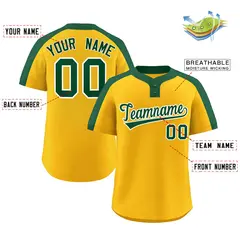 Gold Green-White Classic Two-Button Softball Jersey 2