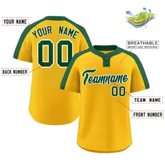 Gold Green-White Classic Two-Button Softball Jersey 2