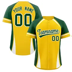 Gold Green-White Color Block Authentic Baseball Jersey