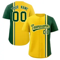 Gold Green-White Color Block Authentic Baseball Jersey