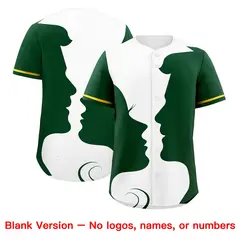Gold Green White Couple Silhouettes Valentine's Day Baseball Jersey 2