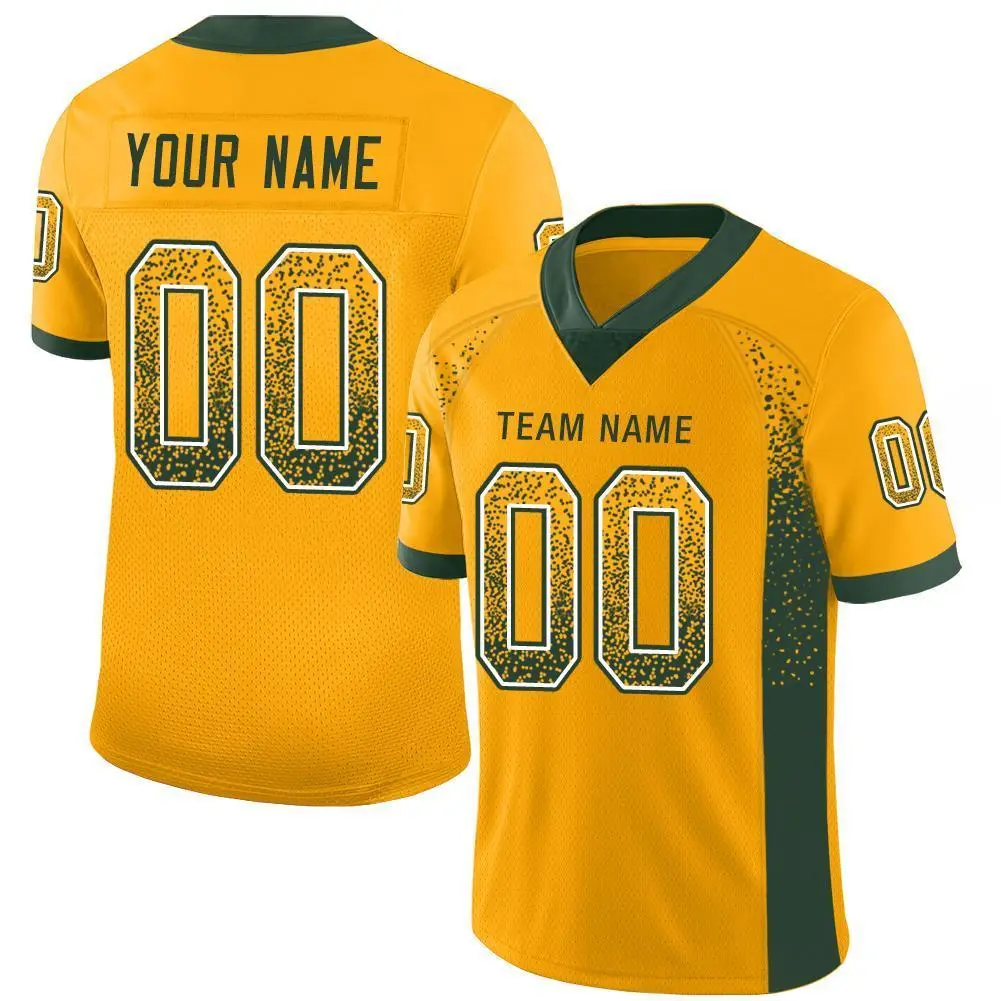Gold Green-White Drift Mesh Football Jersey