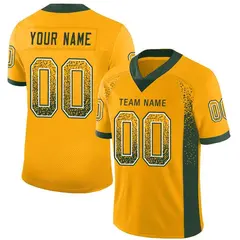 Gold Green-White Drift Mesh Football Jersey 1