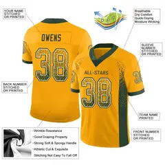 Gold Green-White Drift Mesh Football Jersey 2