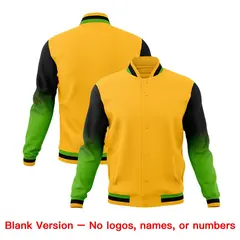 Gold Green White Gradient Raglan Varsity Letterman Jacket 7