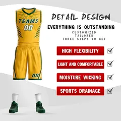 Gold Green-White Graffiti Claw Element Basketball Jersey 2