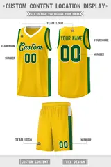 Gold Green-White Two-Tone Classic Basketball Jersey 2