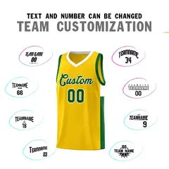 Gold Green-White Two-Tone Classic Basketball Jersey 4