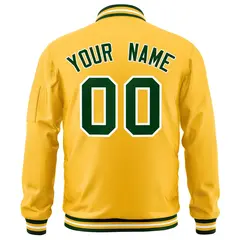 Gold Green-White Varsity Full-Zip Letterman Bomber Jacket 4