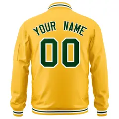 Gold Green-White Varsity Full-Zip Letterman Bomber Jacket 4