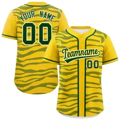 Gold Green Zebra Stripes Graffiti Authentic Baseball Jersey