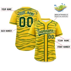Gold Green Zebra Stripes Graffiti Authentic Baseball Jersey 2