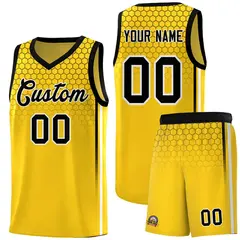 Gold Honeycomb Pattern Sports Uniform Basketball Jersey