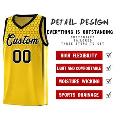Gold Honeycomb Pattern Sports Uniform Basketball Jersey 2
