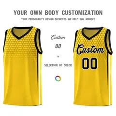 Gold Honeycomb Pattern Sports Uniform Basketball Jersey 3
