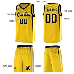 Gold Honeycomb Pattern Sports Uniform Basketball Jersey 5