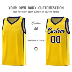 Gold Honeycomb Pattern Sports Uniform Basketball Jersey 3