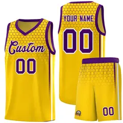 Gold Honeycomb Pattern Sports Uniform Basketball Jersey 1