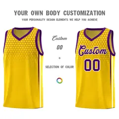 Gold Honeycomb Pattern Sports Uniform Basketball Jersey 3