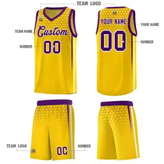 Gold Honeycomb Pattern Sports Uniform Basketball Jersey 5