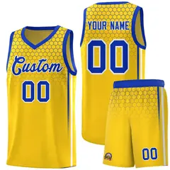 Gold Honeycomb Pattern Sports Uniform Basketball Jersey 1