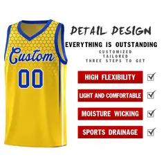 Gold Honeycomb Pattern Sports Uniform Basketball Jersey 2