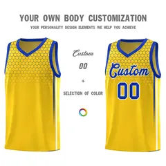Gold Honeycomb Pattern Sports Uniform Basketball Jersey 3