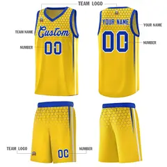 Gold Honeycomb Pattern Sports Uniform Basketball Jersey 5