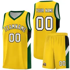 Gold Hunter Green Side Design Basketball Uniform Jersey 1