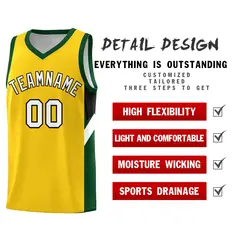 Gold Hunter Green Side Design Basketball Uniform Jersey 2