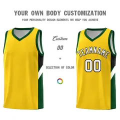 Gold Hunter Green Side Design Basketball Uniform Jersey 3