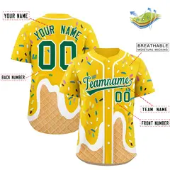 Gold Ice Cream Cone Graffiti Fashion Baseball Jersey 2