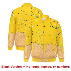 Gold Ice Cream Cone Graffiti Full-Snap Varsity Letterman Jacket 7