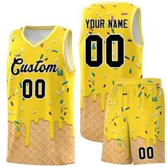Gold Ice Cream Element Pattern Basketball Kits