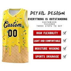Gold Ice Cream Element Pattern Basketball Kits 2