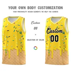 Gold Ice Cream Element Pattern Basketball Kits 3