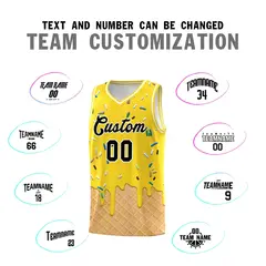 Gold Ice Cream Element Pattern Basketball Kits 4