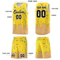 Gold Ice Cream Element Pattern Basketball Kits 5