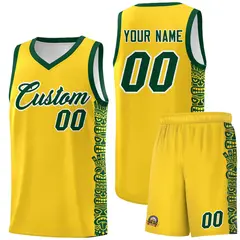 Gold Indians Pattern Basketball Uniform Jersey 1