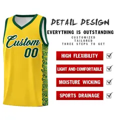 Gold Indians Pattern Basketball Uniform Jersey 2