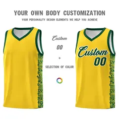 Gold Indians Pattern Basketball Uniform Jersey 3