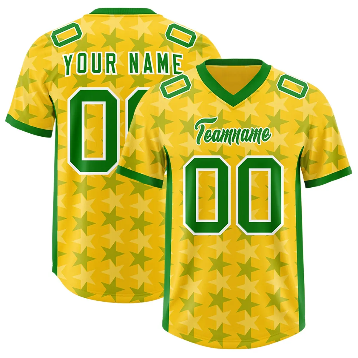 Gold Kelly Green All Star Graffiti Pattern Football Jersey