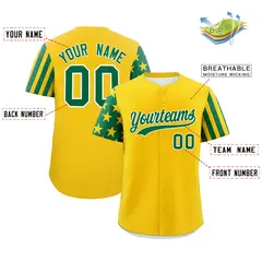 Gold Kelly Green American Flag Raglan Baseball Jersey 2